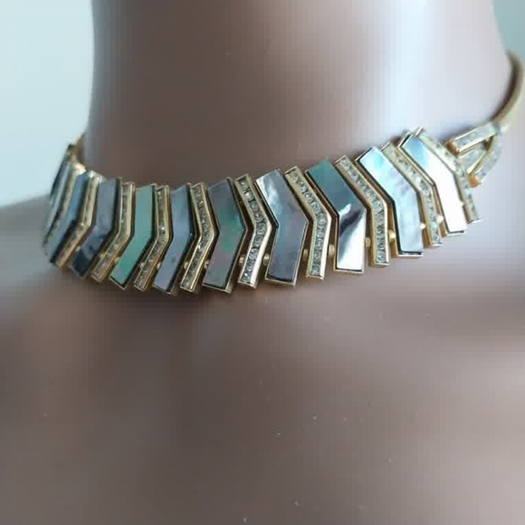 Art Deco Vintage Sheiber&Hiller DoSo Mather Of Pearl Necklace and Earring Set - Picture 6 of 16